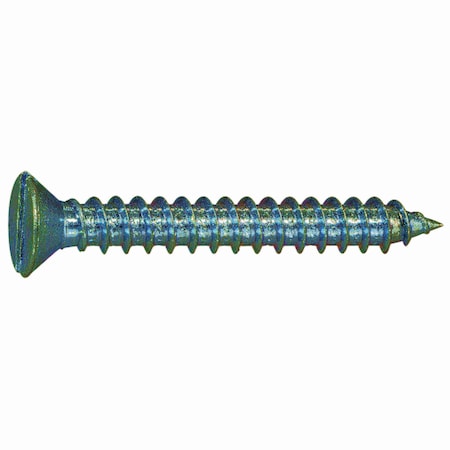 Midwest Fastener Sheet Metal Screw, #14 x 2 in, Zinc Plated Steel Flat Head Slotted Drive, 10 PK 61578